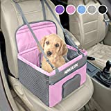 Henkelion Small Dog Car Seat, Dog Booster Seat for Car Front Seat, Pet Booster Car Seat for Small Dogs Medium Dogs Within 30 lbs, Reinforced Dog Car Booster Seat Harness with Seat Belt - Pink