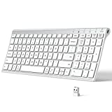 Wireless Keyboard - iClever GKA22S Rechargeable Keyboard with Number Pad, Full-Size Stainless Steel Ultra Slim Keyboard, 2.4G Stable Connection Wireless Keyboard for iMac, Mackbook, PC, Laptop