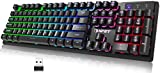NPET K11 Wireless Gaming Keyboard, LED Backlit, Spill-Resistant Design, Multimedia Keys, Quiet Silent 2.4G Membrane Keyboard for Desktop, Computer, PC (Black)