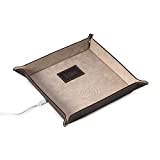 Custom Personalized leather valet tray with wireless charger (Brown)
