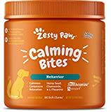 Zesty Paws Calming Soft Chews for Dogs - Melatonin, Ashwagandha, L-Theanine & L-Tryptophan - Composure & Relaxation for Everyday Stress & Separation + Thunderstorms - Regular & Mini Sizes 90 Count