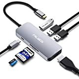 Falwedi 7 in 1 Type USB C HUB with to USB-C PD 3.0, 4K@30Hz HDMI, 3 USB3.0, SD/TF Card Reader, Multiport Adapter Dongle Compatible for MacBook Air Pro and Other Type C Laptops (Gray)