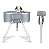 Furesh Elevated Folding Dog Bath Tub and Wash Station for Bathing, Shower, and Grooming, Foldable and Portable, Indoor and Outdoor, Perfect for Small and Medium Size Dogs, Cats and Other Pet (Gray)