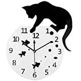Timelike Fishbowl Cat Clock / Creative Wall Clocks / Home DIY Decoration Watch / Cat on Clock Living Room Mirror 3D Wall Design