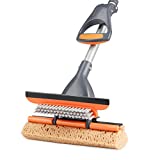 3 in 1 Sponge Mop,Roller Mop with Extendable Handle and Squeegee for Floor Cleaning