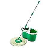 Libman All-In- One Microfiber Spin Mop and Bucket Floor Cleaning System, 2 Gallons, Green & White
