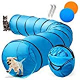 Dog Tunnel 16.5ft Agility Pet Training Tunnel Tube with 2 Frisbees and Carry Bag for Cats Dogs Outdoor Training