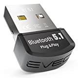 EVEO Bluetooth Adapter for PC 5.1 - Bluetooth Dongle 5.1 Adapter for Windows 10 Only (Plug and Play) for Desktop, Laptop, Printers, Keyboard, Mouse, Headsets, Speakers - USB Bluetooth 5.1 Dongle