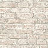 InHome NHS3708 White Washed Denver Brick Peel & Stick Wallpaper, Brown