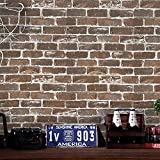 Timeet 17.7'×197' 3D Vintage Brown Brick Wallpaper Brick Self Adhesive Film Brick Peel and Stick Wallpaper Brick Wallpaper Brick Faux Textured Wallpaper Stone Look Wall Paper Home Decor Vinyl