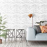 Akywall White Gray Brick Wallpaper 17.7x236.2 Inch Self-Adhesive Removable Durable Peel and Stick Faux Brick Contact Paper Home Decoration
