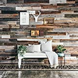 Weekend Walls - Reclaimed Weathered Redwood - DIY Easy Peel and Stick Wood Wall Paneling (40 Sq Ft, Natural)