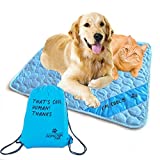 Inspector Tail Self Cooling Mat for Dog + Free String Bag / Washable & Portable Pet Soft Pad for Indoor or Outdoor / Perfect as Blanket for Kennel Sofa Bed Floor Car