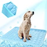 Washable Dog Cooling Mat Ice Silk Pet Self Cooling Pad Blanket (28x22 in, Blue)