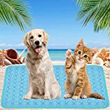 Ropetty Dog Cooling Mat,Pet Mat for Dogs Cats Animals,Indoor Outdoor Large Washable Summer Self Pad Blanket Ice Silk Pet Kennels,Crates/Bed/Car Seat/Sofa/Floor,Blue Blue-xlarge