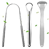 Premium 3pcs Metal Tongue Scraper Cleaner for Adults & Kids, Portable Stainless Steel Tongue Scrapers Brushes for Removing Bad Breath & Coating, Tounge Oral Teeth Care Cleaning Tools, Hygiene Remover