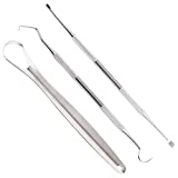 Dental Tools Stainless Steel Teeth Cleaning Dental Pick Tongue Scraper 3-Pack for Dentist, Personal Using, Pets, Oral Teeth Tooth Cleaning Tools