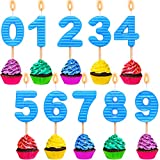 10 Pieces Number Birthday Candles Blue Strips Number Candles 0-9 Numeral Cake Candle for Kids Boy Girl First Birthday Baby Shower Party Cake Decoration
