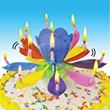 Happy Blossom Birthday Candle Decorative Cake Topper - Candle Opens & Spins Plays Happy Birthday!