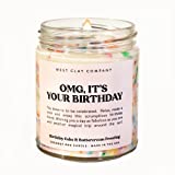OMG, It’s Your Birthday Candle | West Clay Company | Happy Birthday Vanilla Cake Sprinkles Sweet Scented Soy Nontoxic Candles for Gift | Women, Bday, Gifts for Her | 8oz Jar, 50 Hour Burn Time