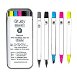 G.T. Luscombe Company, Inc. iStudy Bible Study Kit | No Bleed Pigmented Ink | Bible Safe | No Smearing or Fading | Highlighters Blue, Pink, Yellow, Black Pen & Mechanical Pencil with Case (Set of 5)
