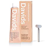 Davids Natural Whitening Toothpaste, Herbal Citrus Peppermint, Antiplaque, Fluoride Free, SLS Free, 5.25 OZ Metal Tube, Tube Roller Included