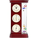 Lily's Home Analog Weather Station, with Galileo Thermometer, a Precision Quartz Clock, and Analog Barometer and Hygrometer, 5 Multi-Colored Spheres (6' L x 2' W x 12' H) - Gold