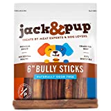 Jack&Pup 6-inch Premium Grade Odor Free Bully Sticks Dog Treats [Thick-Size] – 6” Long All Natural Gourmet Dog Treat Chews – Fresh and Savory Beef Flavor (6-Inch Thick Bully Sticks - (5 Pack))