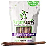 Nature Gnaws Bully Sticks for Dogs - Premium Natural Tasty Beef Bones - Simple Long Lasting Dog Chew Treats - Rawhide Free - 12 Inch (8 oz) - Mixed Thickness