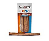Jack&Pup 12-inch Premium Grade Odor Free Bully Sticks Dog Treats [Thick-Size] - 12' Long All Natural Gourmet Chews Dog Treat – Fresh and Savory Beef Flavor – 30% Longer Lasting (3 Piece Pack)