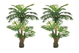 AMERIQUE Pair Gorgeous 5.3 Feet Triple-Head Tropical Palm Artificial Plant Trees, Real Touch Technology, with UV Protection, Super Quality, Green, 2