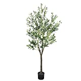 GUYUSO 6ft(72in,1326 Leaves) Tall Artificial Tree Artificial Olive Tree in Plastic Pot Faux Olive Tree Fake Olive Tree Simulation Olive Tree Decorative Olive Tree for Home Decoration