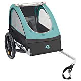 Retrospec Rover Kids Bicycle Trailer - Single & Double Passenger Children’s Foldable/Collapsible Tow Behind Bike Trailer with 16' Wheels, Safety Reflectors & Rear Storage Compartment - Blue Ridge