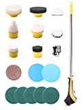 Electric Spin Scrubber Cordless Power Shower Cleaning Brush with 10/16 Replaceable Brush Heads and Adjustable Extension Handle for Kitchen, Bathroom, Shower, Tub, Tile, Floor, Car (16 Brush Heads)