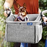 Pecute Dog Bike Basket Pet Carrier Bicycle, Dog Booster Car Seat Pet Booster Seat with 2 Big Side Pockets, Comfy Padded Shoulder Strap, Breathable Pet Carrier, Travel with Your Pet (11x10x9in)