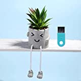Artificial Potted Plant, Faux Succulent in Pot Emotional Cement Potted Plant Animated Artificial Succulents Decor for Home Living Room Bedroom and Office（Smile）