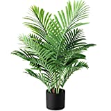 Fopamtri Fake Majesty Palm Plant 3 Feet Artificial Majestic Palm Faux Ravenea Rivularis in Pot for Indoor Outdoor Home Office Store, Great Housewarming Gift