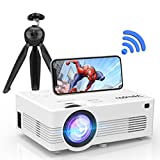 Vecupou WiFi Projector 8500, Full HD 1080P & Max 200Inch Display Supported Outdoor Mini Projector, Wireless Smartphone Miracast Airplay DLNA, Compatible with TV Stick/HDMI/PS4/AV [Tripod Included]