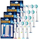 Replacement Toothbrush Heads for Oral B Braun - Ortho and Power Tip Brush Heads Compatible with Oralb Electric Toothbrush - Good for Braces, Crowns, Bridges 16 Pk. Fit The Oral-B Pro 1000, Kids Plus