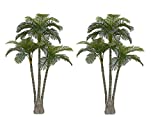 AMERIQUE Pair Gorgeous 6.3 Feet Standable Triple Trunk Artificial Palm Tree, Real Touch Technology, with UV Protection, Super Quality, Green, 2