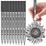MISULOVE Micro-Pen Fineliner Ink Pens - Precision Multiliner Fine Point Drawing Pens for Artist Illustration, Sketching, Technical Drawing, Manga, Bullet Journaling, Scrapbooking(9 Size/Black)