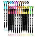 Dual Brush Marker Pens for Coloring,24 Colored Markers,Fine Point and Brush Tip Art Markers for Kids Adult Coloring Books Bullet Journals Planners,Note Taking Coloring Writing