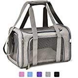 Henkelion Cat Carriers Dog Carrier Pet Carrier for Small Medium Cats Dogs Puppies up to 15 Lbs, TSA Airline Approved Small Dog Carrier Soft Sided, Collapsible Travel Puppy Carrier - Grey