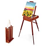 Craftabelle – Art Easel and Canvas – 34pc Set with Paint Supplies – Wooden Italian Easel (CF2441Z)