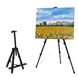 STARHOO Easel for Painting Canvas - Aluminum Art Easel Stand for Table Top / Floor 17' to 56' Adjustable Height with Portable Bag Classic Black