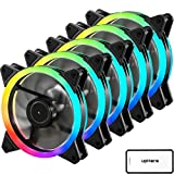 upHere RGB Series Case Fan,120mm Fan,Quiet Edition High Airflow Adjustable Color LED Case Fan for PC Cases-5 Pack