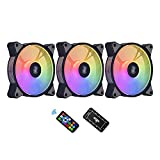 aigo AR12 3-Pack 120mm RGB Case Fan ARGB Addressable Motherboard SYNC Cooling SATA Interface PC Fans with Controller for Computer Case