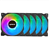 upHere Wireless RGB LED 120mm Case Fan,Quiet Edition High Airflow Adjustable Color LED Case Fan for PC Cases, CPU Coolers,Radiators System,5-Pack / C8123