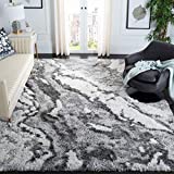 SAFAVIEH Horizon Shag Collection HZN890F Modern Abstract Non-Shedding 2-inch Thick Living Room Dining Bedroom Area Rug 10' x 14' Grey/Ivory