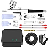 Gocheer Upgraded 30PSI Airbrush Kit, Multi-Function Dual-Action Airbrush Set with Compressor for Painting Portable Air Brush Set for Makeup Art Craft Cake Decoration Nail Design Tattoo Model